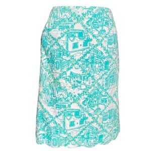 VINTAGE Lilly Puitzer Worth Ave Maus Hoffman building lilly Store Print Skirt 10